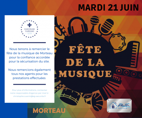 Europeans Gardians société de sécurité privée remercie la fête de la musique de Morteau