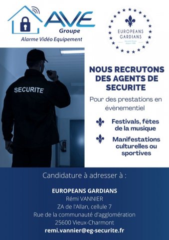 Nous recrutons des agents de sécurité (H/F)