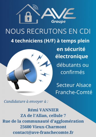 AVE Groupe recrute secteur Alsace Franche-Comté