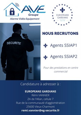 nous recrutons des agents SSIAP 1  ET 2  