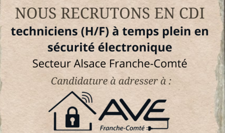 AVE recrute des techniciens secteur belfort montbeliard mulhouse 