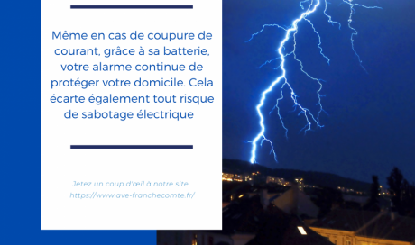 Ave Franche comté installateur de système d'alarme avec protection contre coupure électrique sur le secteur Montbéliard
